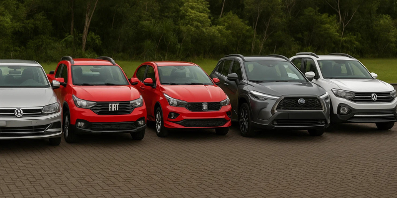Top 20 Carros mais vendidos no Brasil em 2025